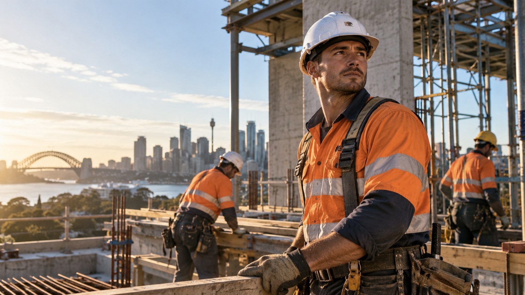 Construction staff on a Sydney building site