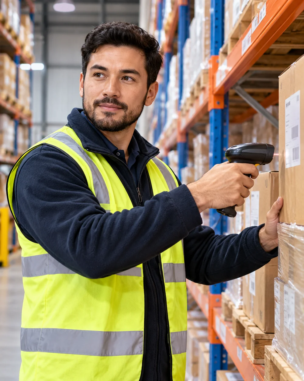 Warehouse team handling goods