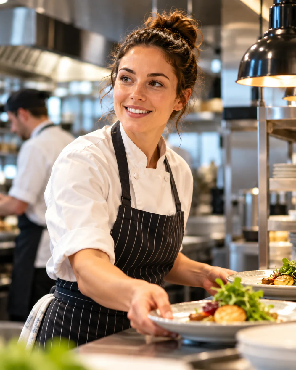 Chef and kitchen team in a commercial kitchen